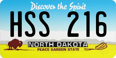 ND license plate HSS216