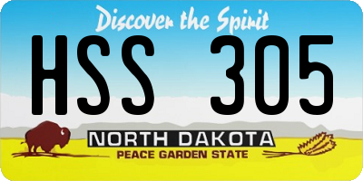 ND license plate HSS305