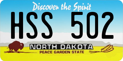 ND license plate HSS502