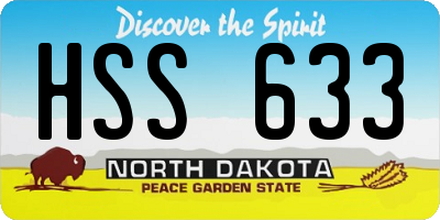 ND license plate HSS633