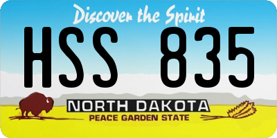 ND license plate HSS835