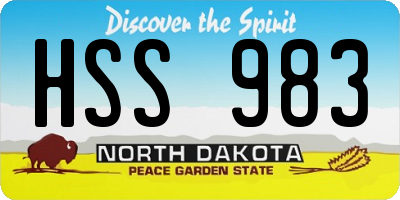 ND license plate HSS983