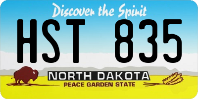 ND license plate HST835