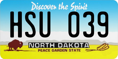 ND license plate HSU039