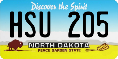 ND license plate HSU205