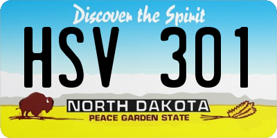 ND license plate HSV301