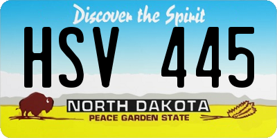 ND license plate HSV445