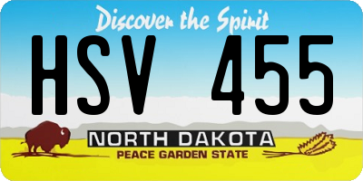 ND license plate HSV455