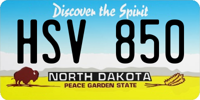 ND license plate HSV850
