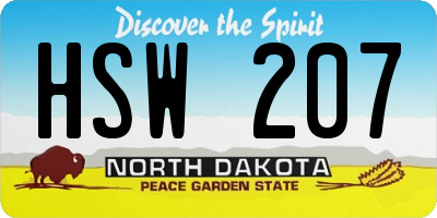 ND license plate HSW207
