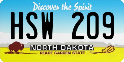 ND license plate HSW209