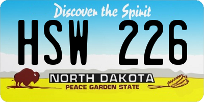 ND license plate HSW226