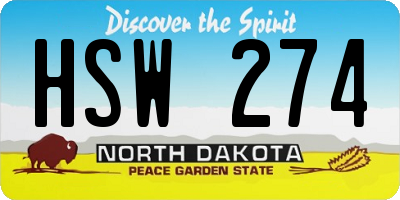 ND license plate HSW274