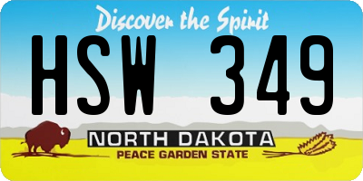 ND license plate HSW349