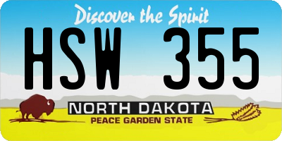 ND license plate HSW355