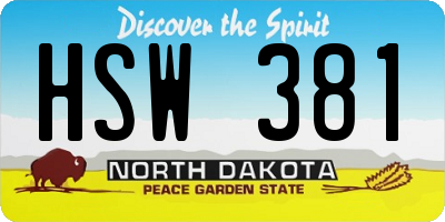 ND license plate HSW381