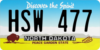 ND license plate HSW477