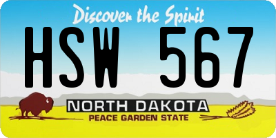 ND license plate HSW567