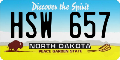 ND license plate HSW657