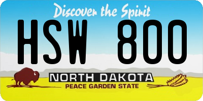 ND license plate HSW800