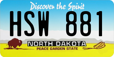 ND license plate HSW881