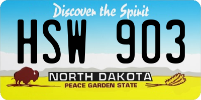 ND license plate HSW903
