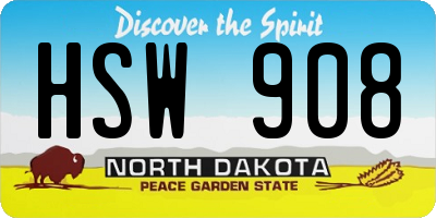 ND license plate HSW908
