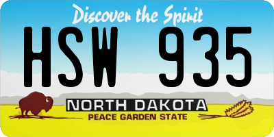 ND license plate HSW935