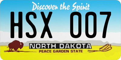 ND license plate HSX007