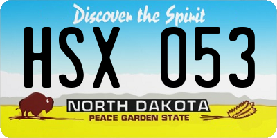 ND license plate HSX053