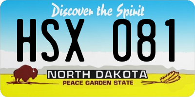 ND license plate HSX081