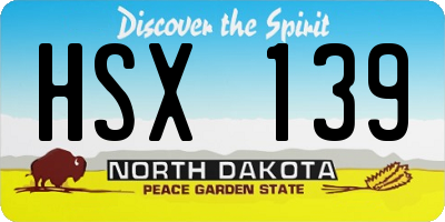 ND license plate HSX139