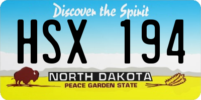 ND license plate HSX194