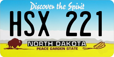 ND license plate HSX221