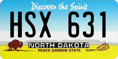 ND license plate HSX631