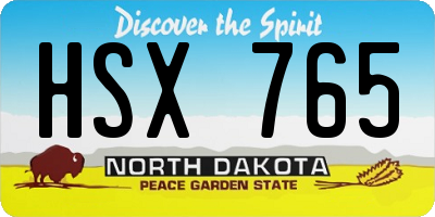 ND license plate HSX765