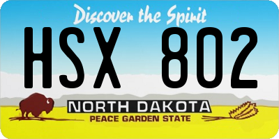 ND license plate HSX802