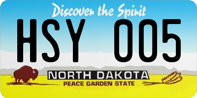 ND license plate HSY005