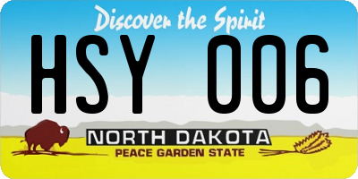 ND license plate HSY006