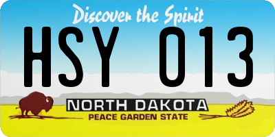 ND license plate HSY013