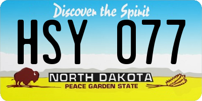 ND license plate HSY077