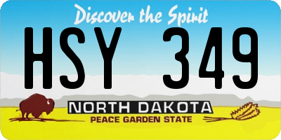 ND license plate HSY349