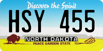 ND license plate HSY455