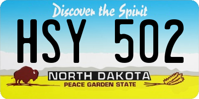 ND license plate HSY502