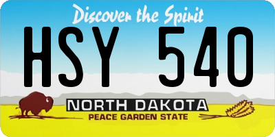 ND license plate HSY540