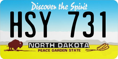 ND license plate HSY731