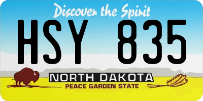 ND license plate HSY835