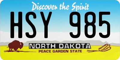 ND license plate HSY985