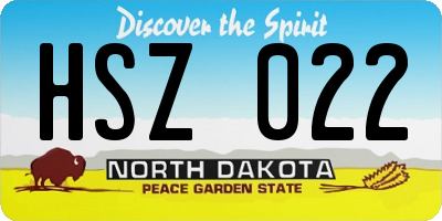 ND license plate HSZ022
