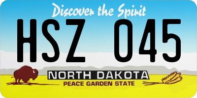 ND license plate HSZ045